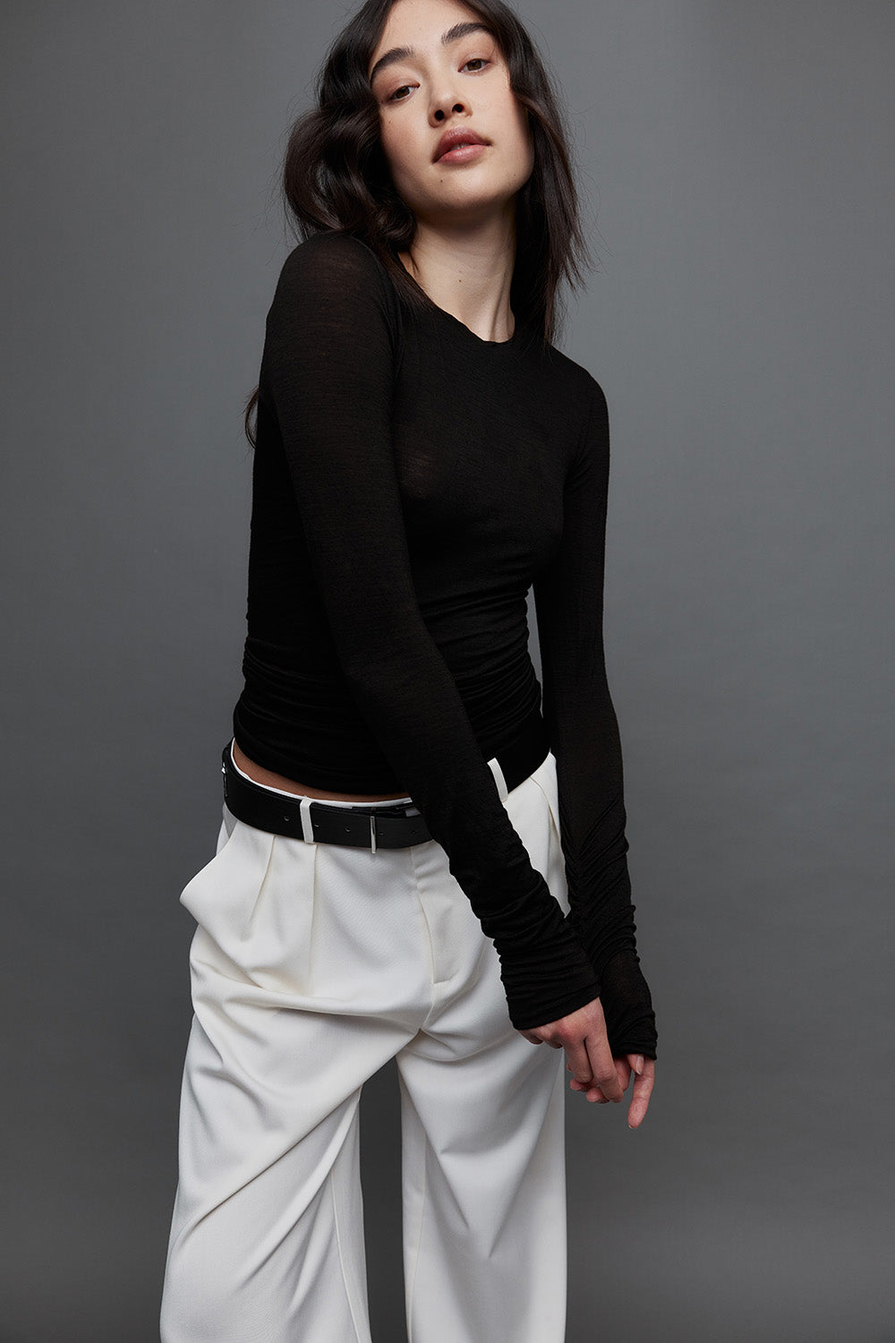 Merino Ruched LS Tee
