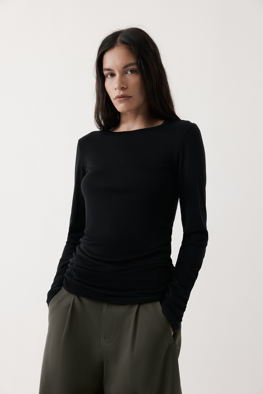 Ruched Long Sleeve Merino
