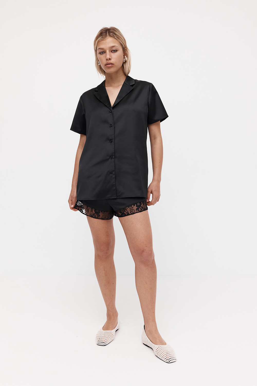 Short Sleeve Satin Shirt