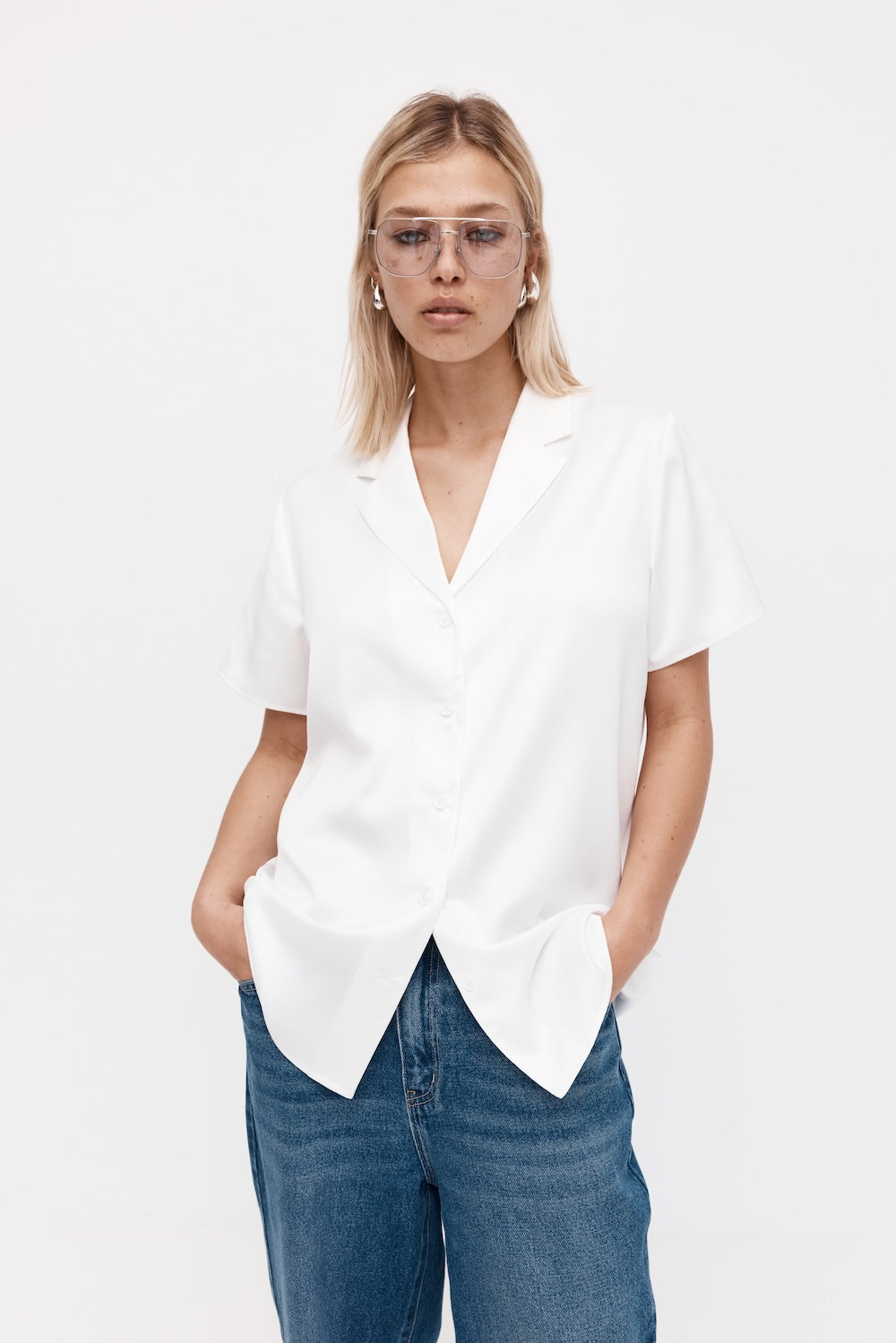 Short Sleeve Satin Shirt