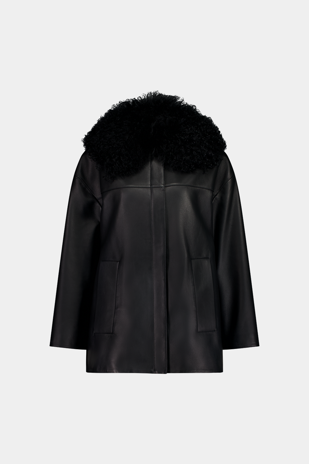 Shearling-Collar Leather Jacket